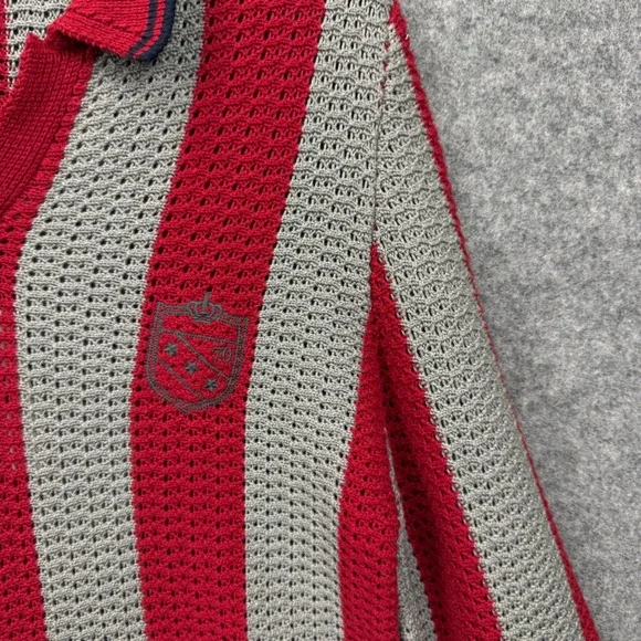 BDG Urban Outfitters Red Grey Striped Open Knit Polo Sweater Womens XS New - Picture 5 of 11
